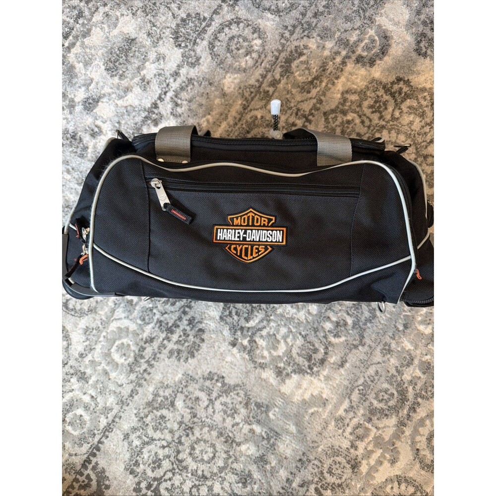 Harley-Davidson Rolling Duffel Bag Black Luggage Suitcase Travel With Wheels